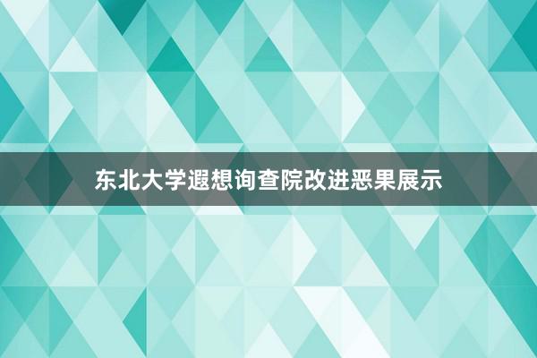 东北大学遐想询查院改进恶果展示