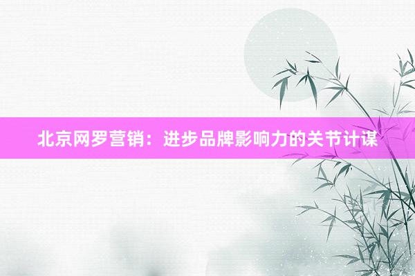 北京网罗营销：进步品牌影响力的关节计谋